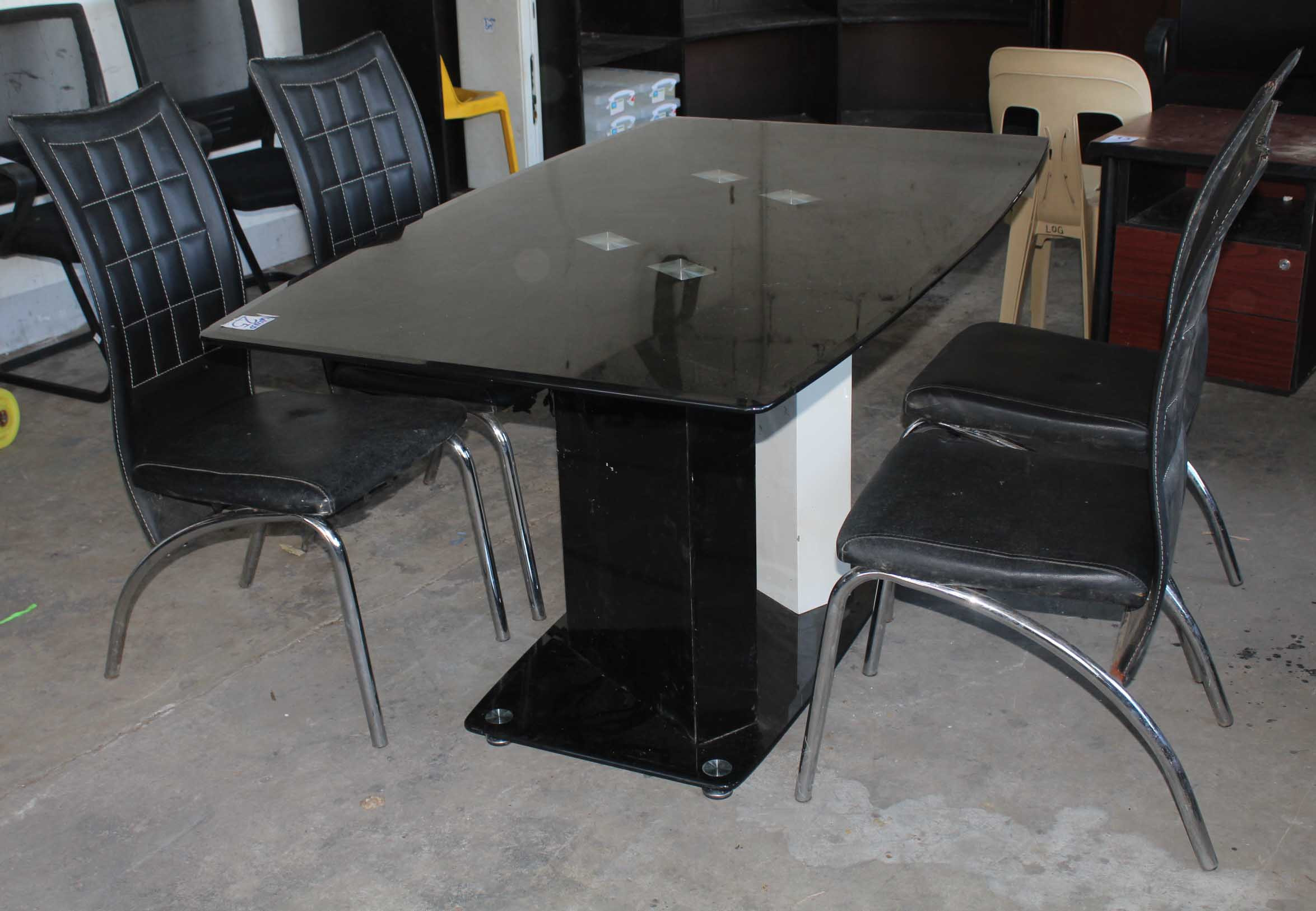 Glass Dining Table and Dining Chair (5 units) Glass Dining Table and