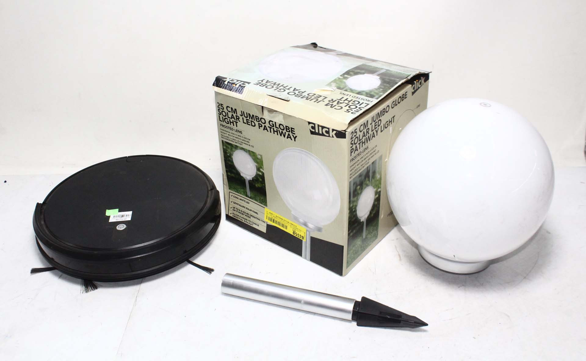 Robot cleaner and 25cm jumbo globe solar led pathway light 2 units