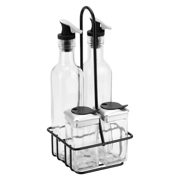 White Salad Dressing Dispenser Set