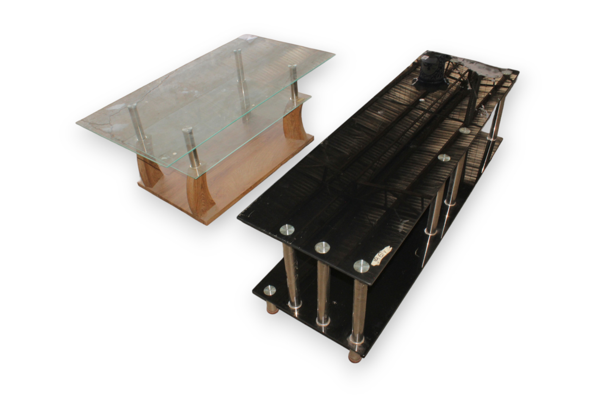 Glass Top Coffee Table and Glass Top Entertainment Rack | 2 Units as 1 ...