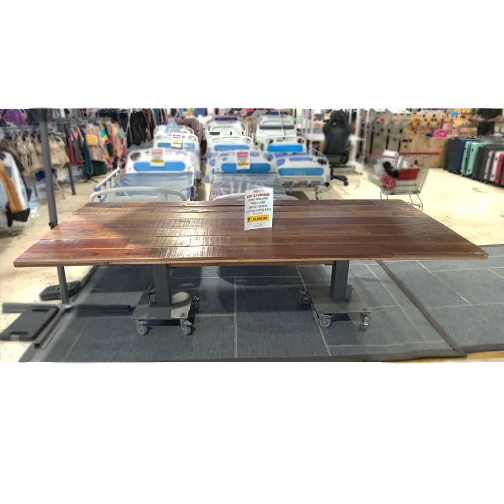 Long Working Wooden Table W/ Wheels | HMR Shop N' Bid